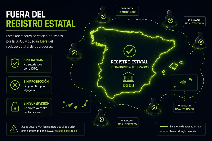 Operadores situados fuera del registro estatal de la DGOJ