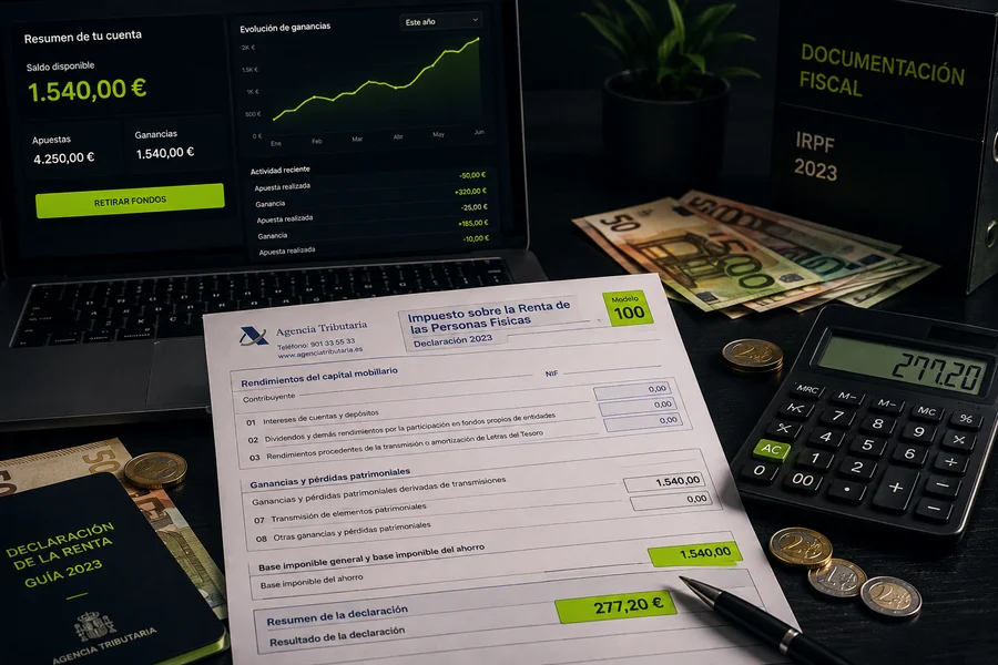 Declaración de la renta con las ganancias de apuestas y una calculadora