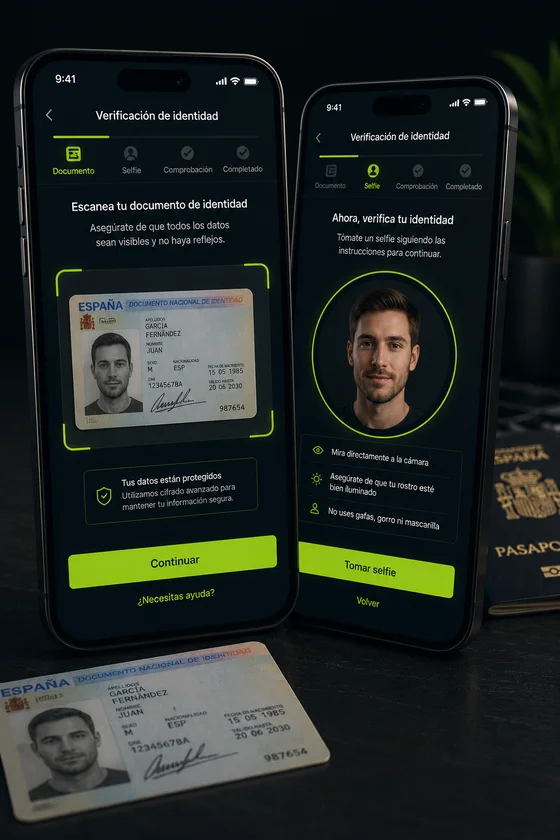 Verificación de identidad con documento y selfie en el móvil