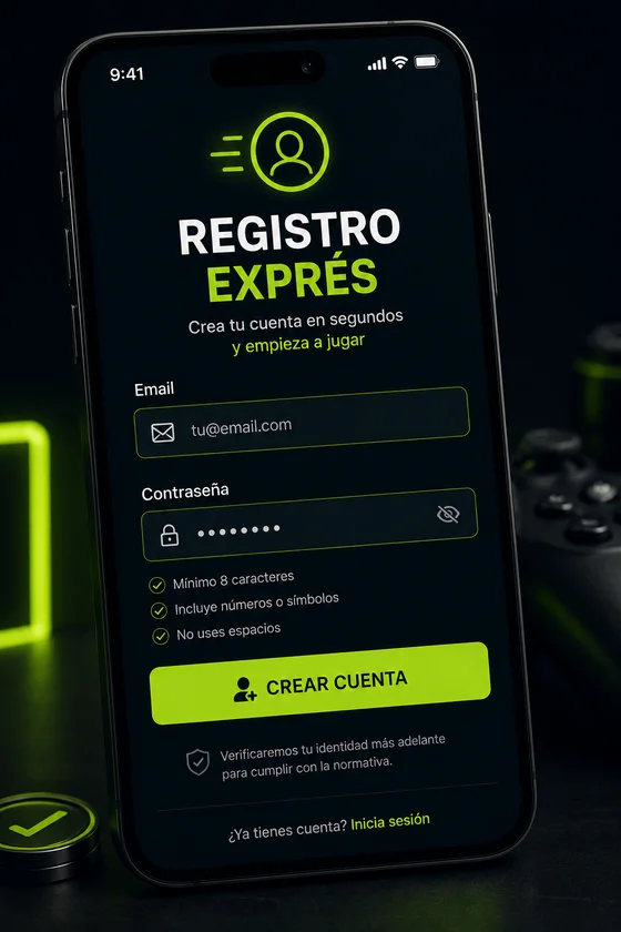 Registro exprés en el móvil con correo y contraseña